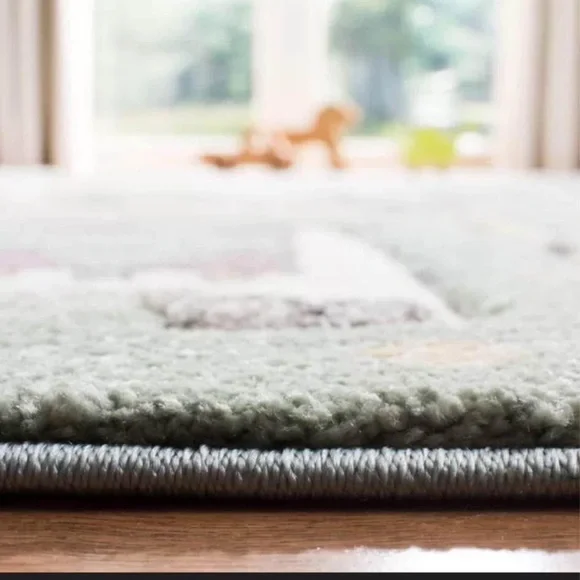 Round Blue Animal Print Rug - Picture 3 of 3